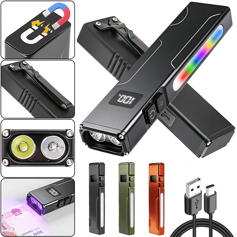 Edc Carry Clip - ไฟฉายอเนกประสงค์ EDC พร้อมแม่เหล็ก แสง UV แสง