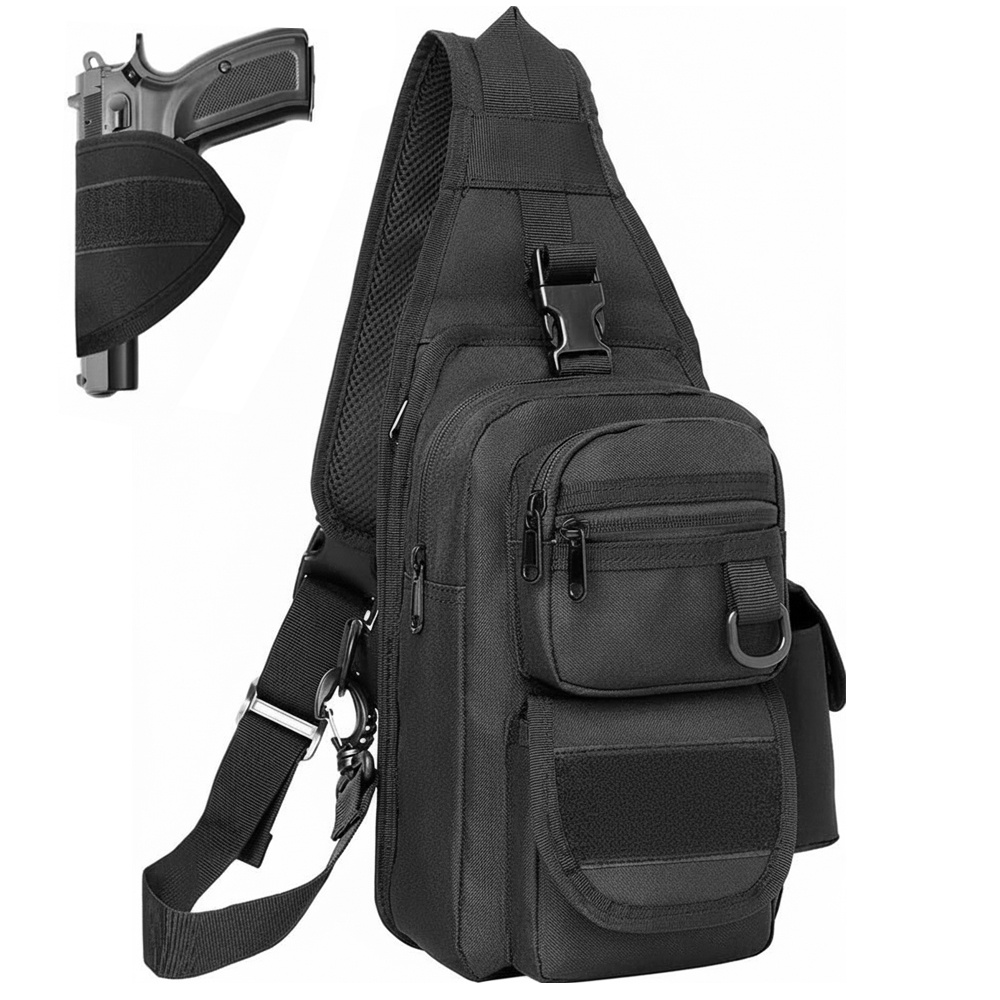 Edc Concealed Carry Sling Bag - กระเป๋าใส่ปืนพกแบบซ่อน กระเป๋าเก็บปืนพกแบบยุทธวิธี กระเป๋าคาดลำตัว กระเป๋าสะพายไหล่ กระเป๋าใส่ปืนพก EDC