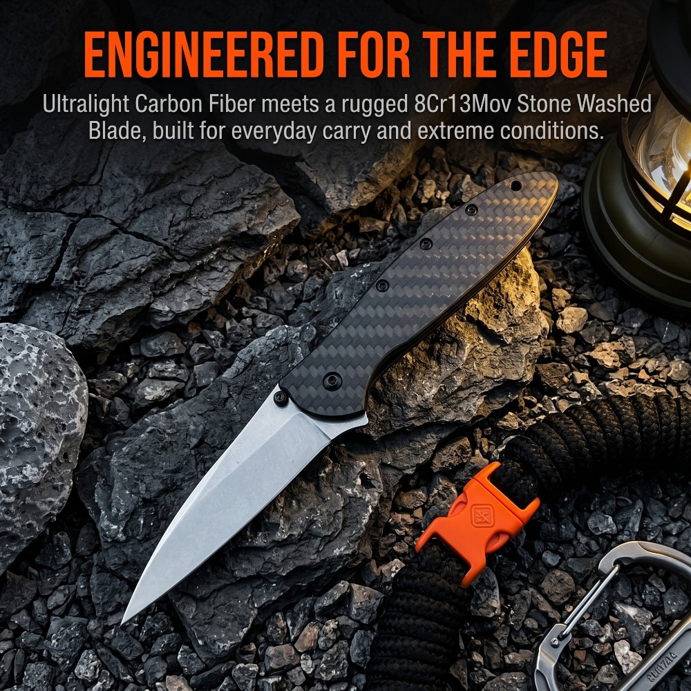 Edc Every Day Carry おもちゃ - มีดพับพกพา 1660 ด้ามคาร์บอนไฟเบอร์ ใบมีด 8Cr13MoV สำหรับกิจกรรมกลางแจ้ง